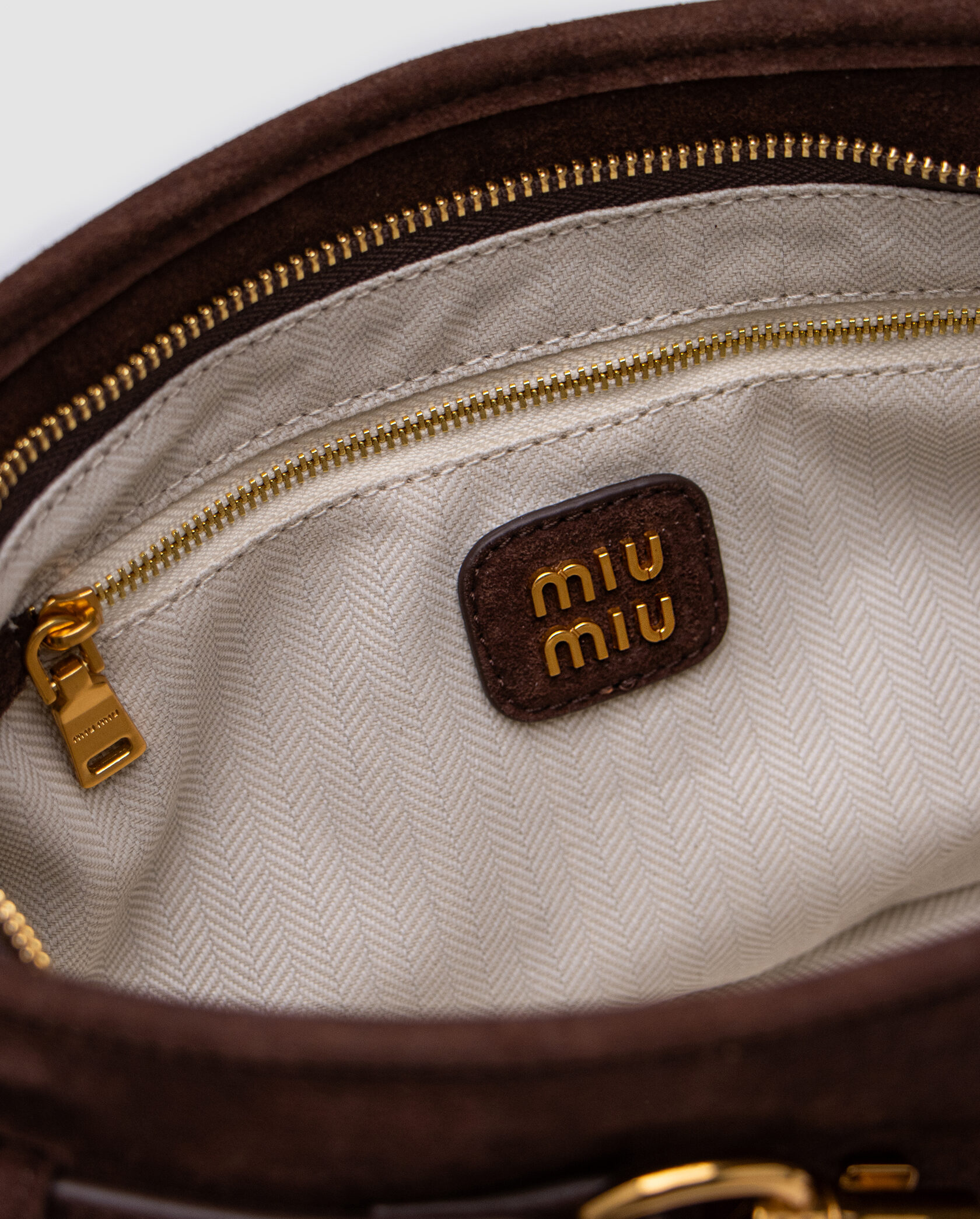 Miu Miu Aventure Nappa Leather Bag Chocolate Suede - 13