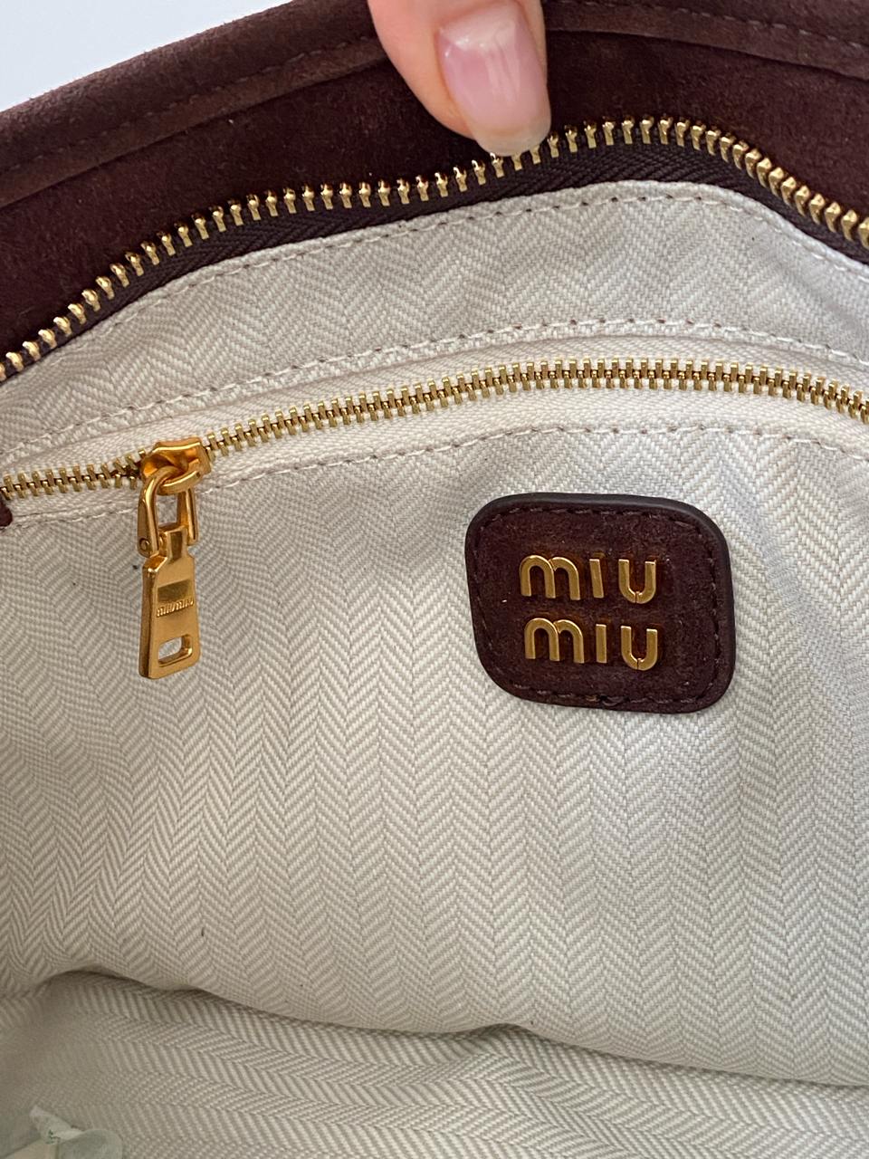 Miu Miu Aventure Nappa Leather Bag Chocolate Suede - 14
