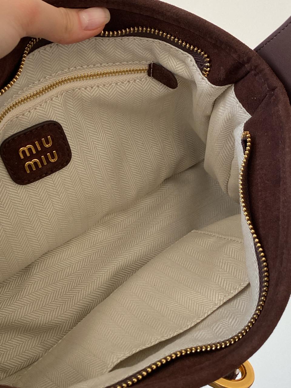 Miu Miu Aventure Nappa Leather Bag Chocolate Suede - 16