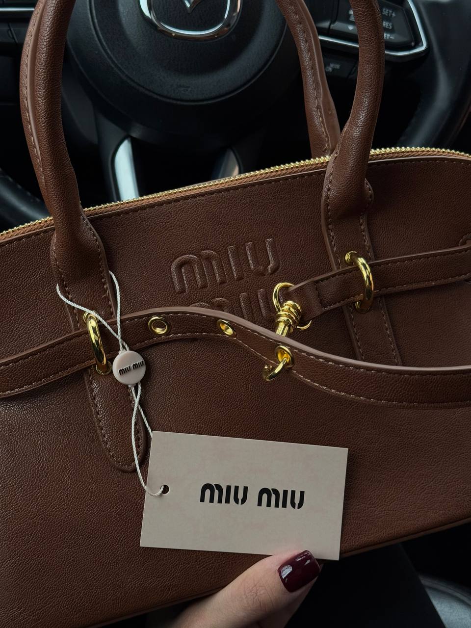 Miu Miu Aventure Nappa Leather Top-Handle Bag Brown - 7