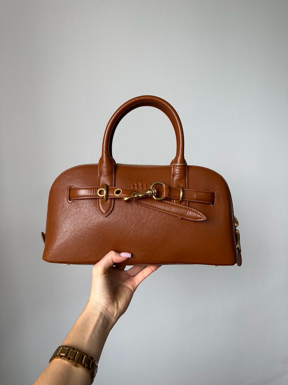 Miu Miu Aventure Nappa Leather Top-Handle Bag Brown - 2