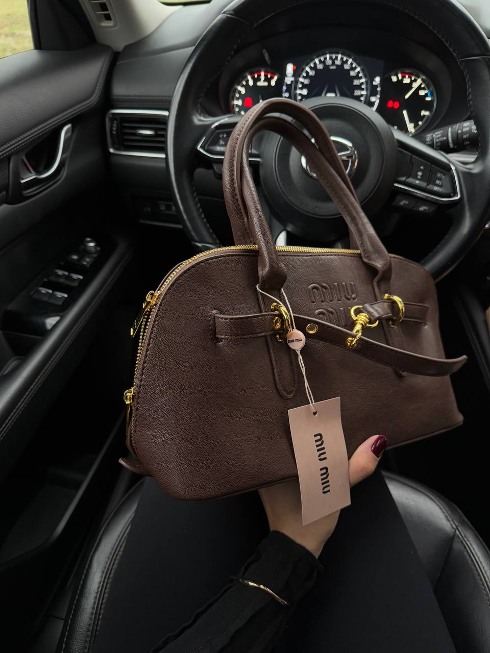 Miu Miu Aventure Nappa Leather Top-Handle Bag Chocolate - 2