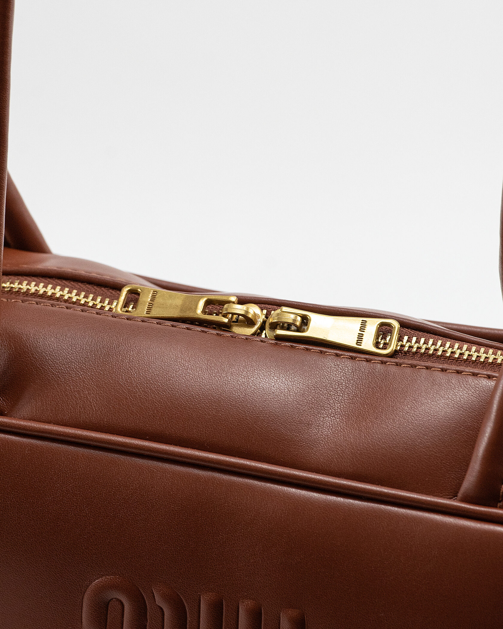 Miu Miu Beau Leather Bag Brown - 10