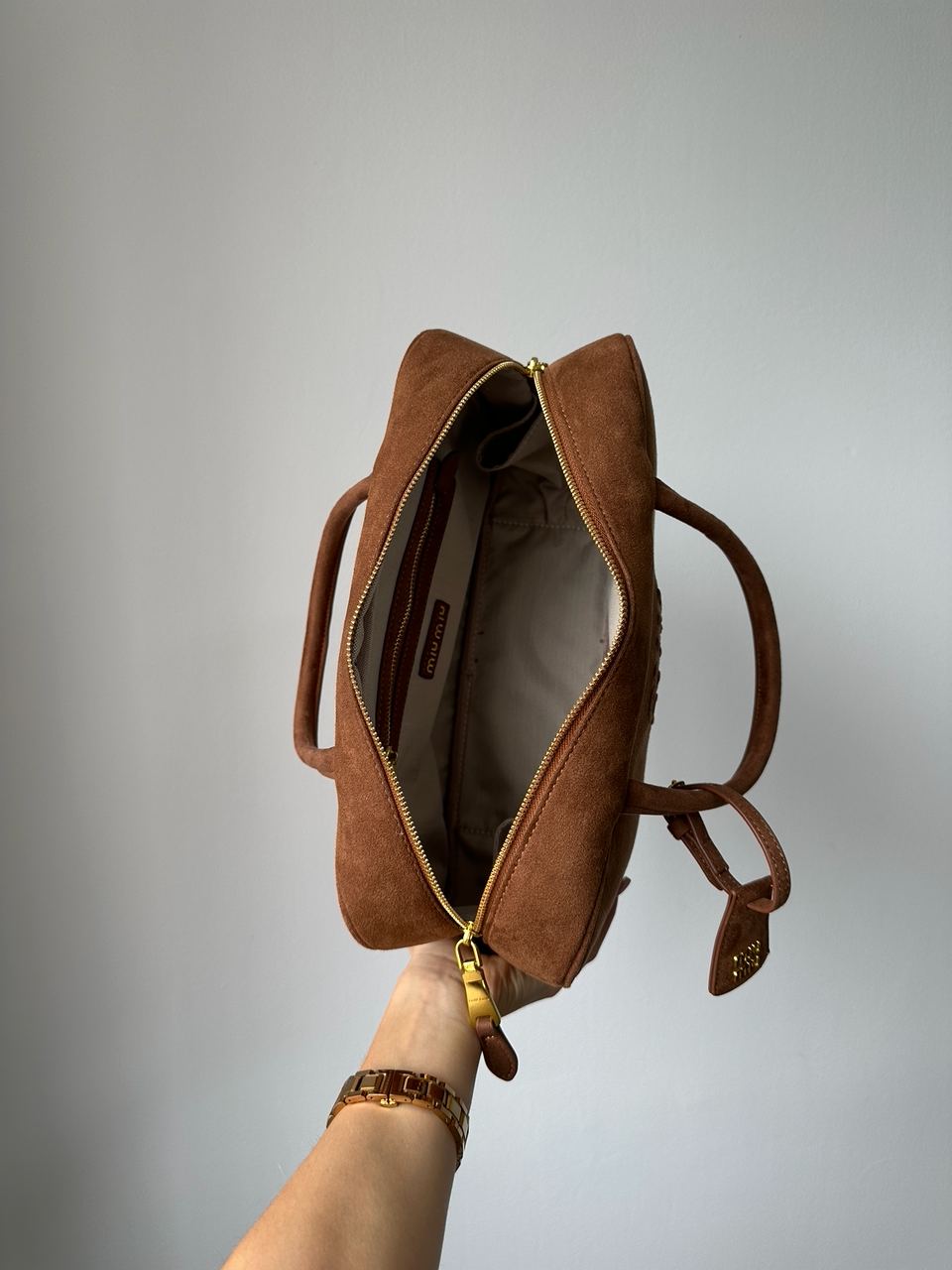 Miu Miu Brown Textile Beau Top-Handle Bag - 7