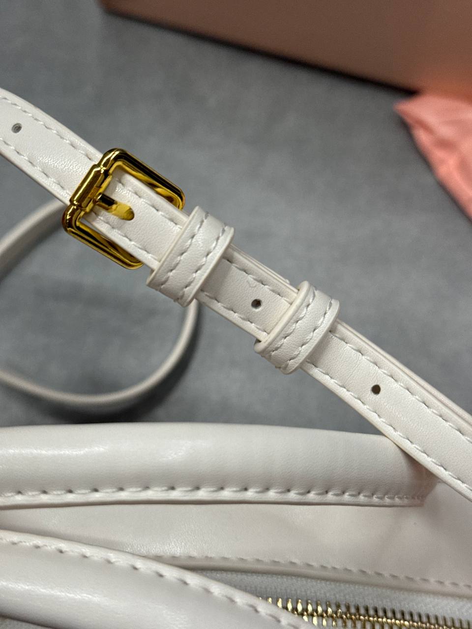 Miu Miu Half-Moon Leather Handbag White - 6