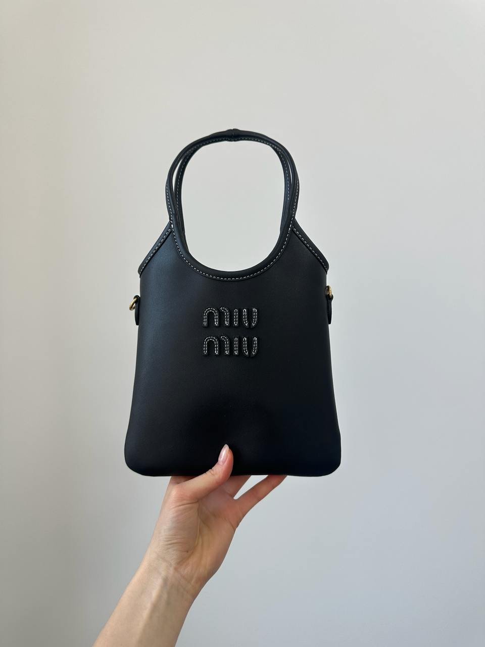 Miu Miu Ivy Leather Mini Bag Black - 4