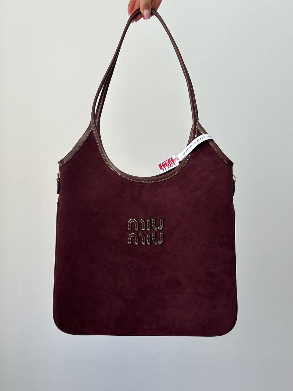 Miu Miu Ivy Suede Bag Burgundy - 2