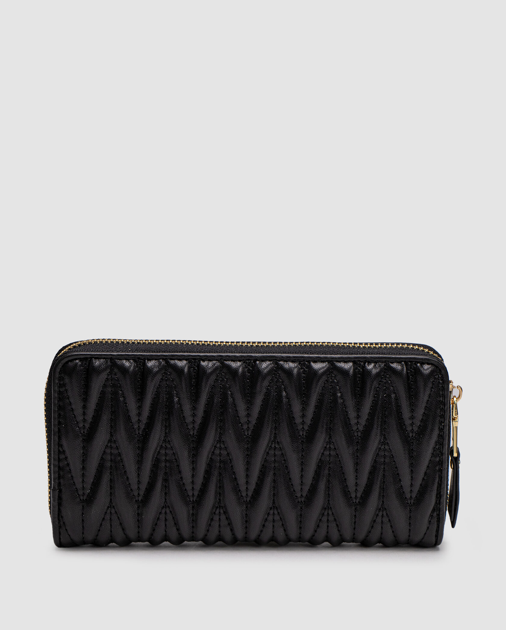 Miu Miu Large Matelassé Nappa Leather Wallet Black - 3