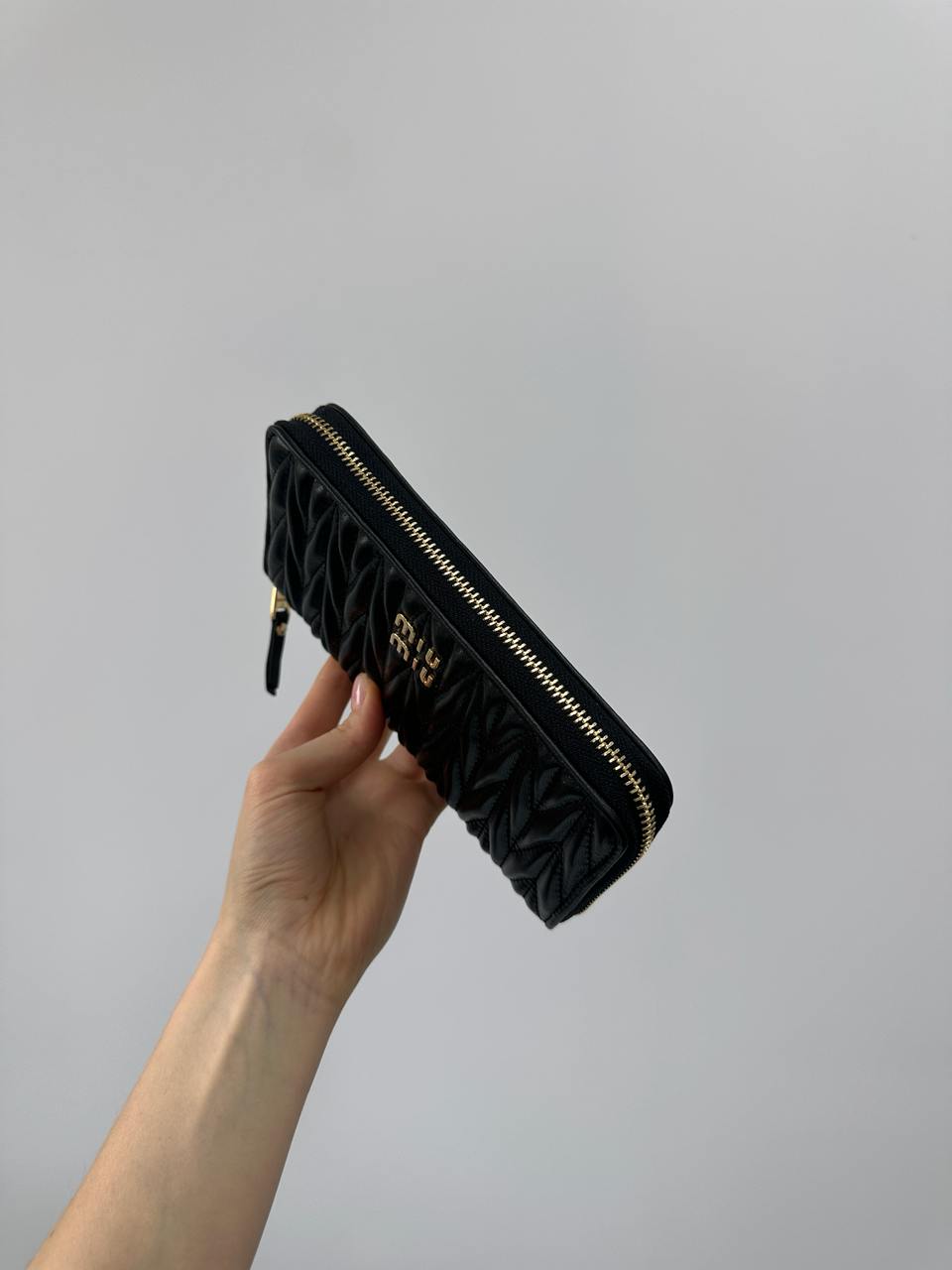 Miu Miu Large Matelassé Nappa Leather Wallet Black - 7