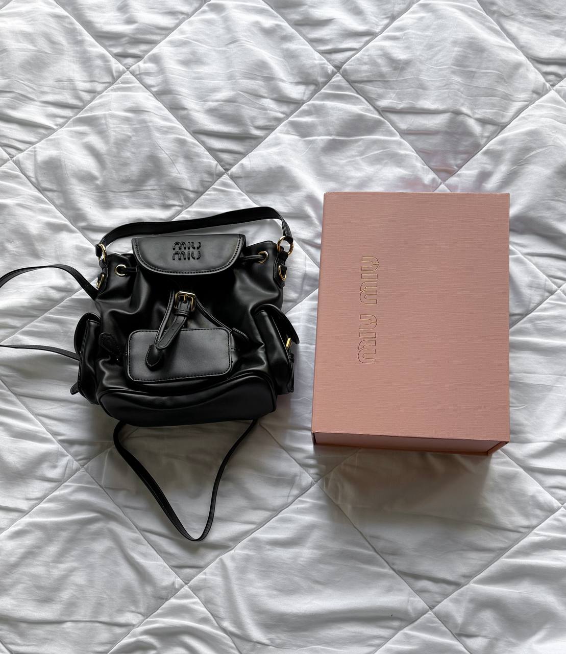 Miu Miu Leather Backpack Black - 2