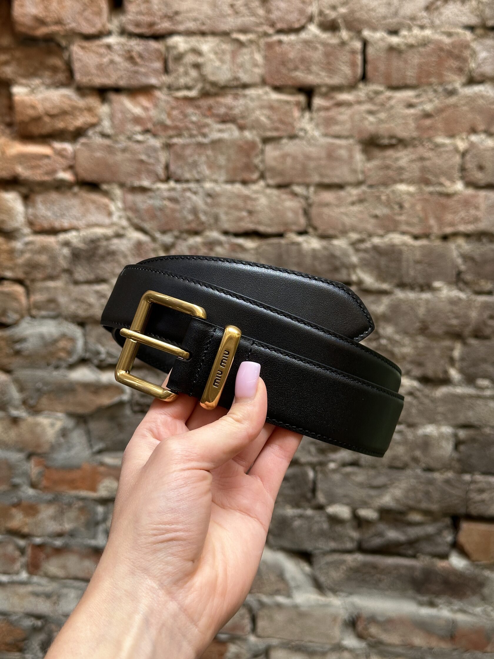 Miu Miu Leather Belt Black - 12