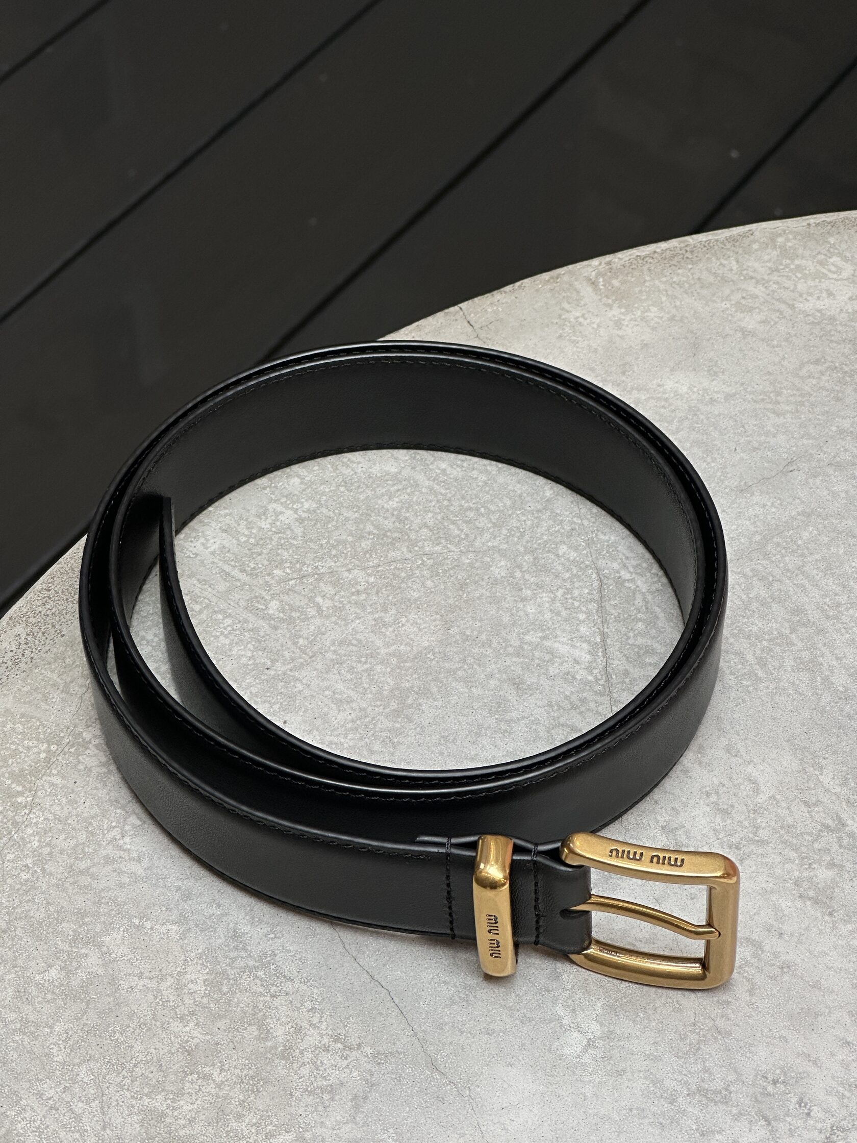 Miu Miu Leather Belt Black - 16