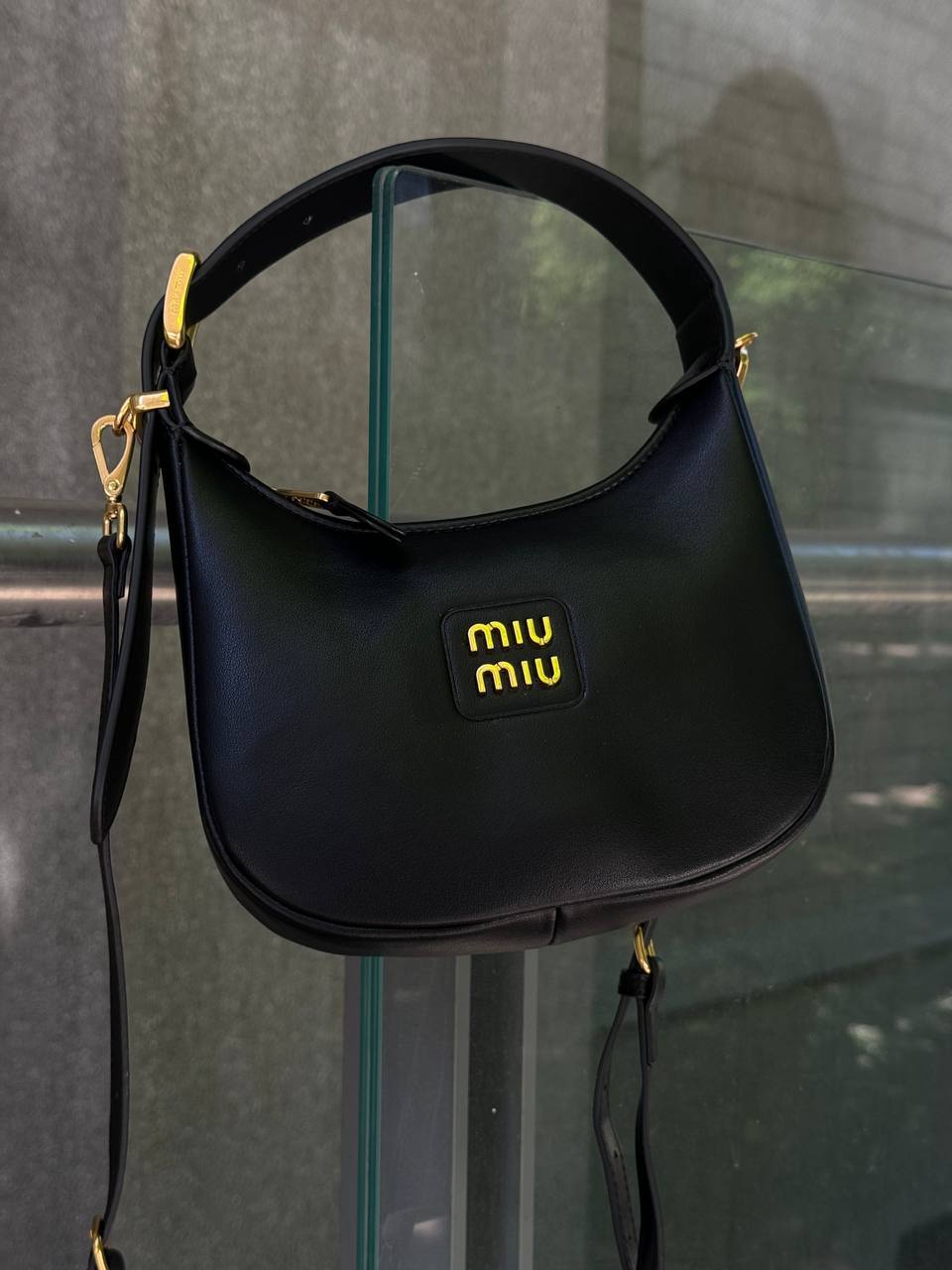 Miu Miu Leather Hobo Bag Black - 8