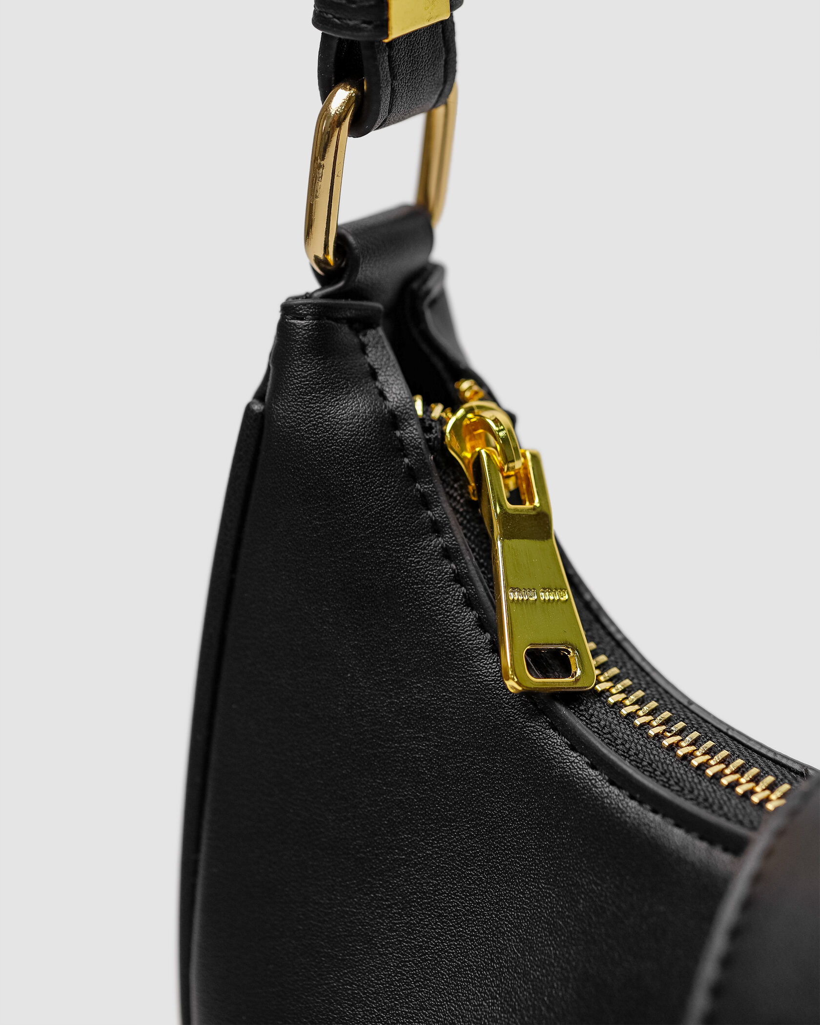 Miu Miu Leather Hobo Bag Black/Black - 11