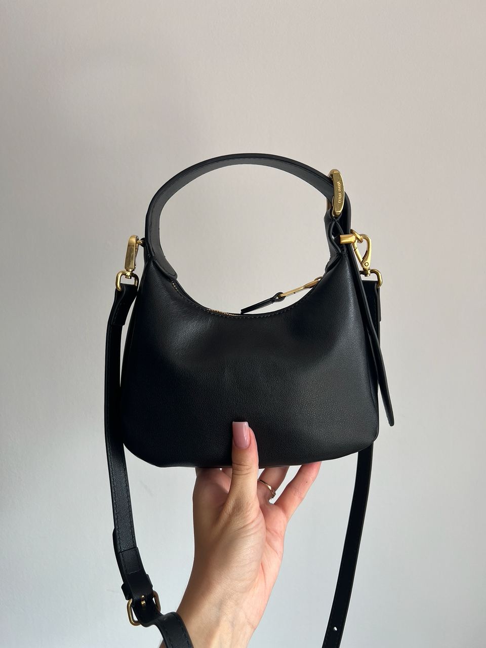 Miu Miu Leather Hobo Bag Black - 3
