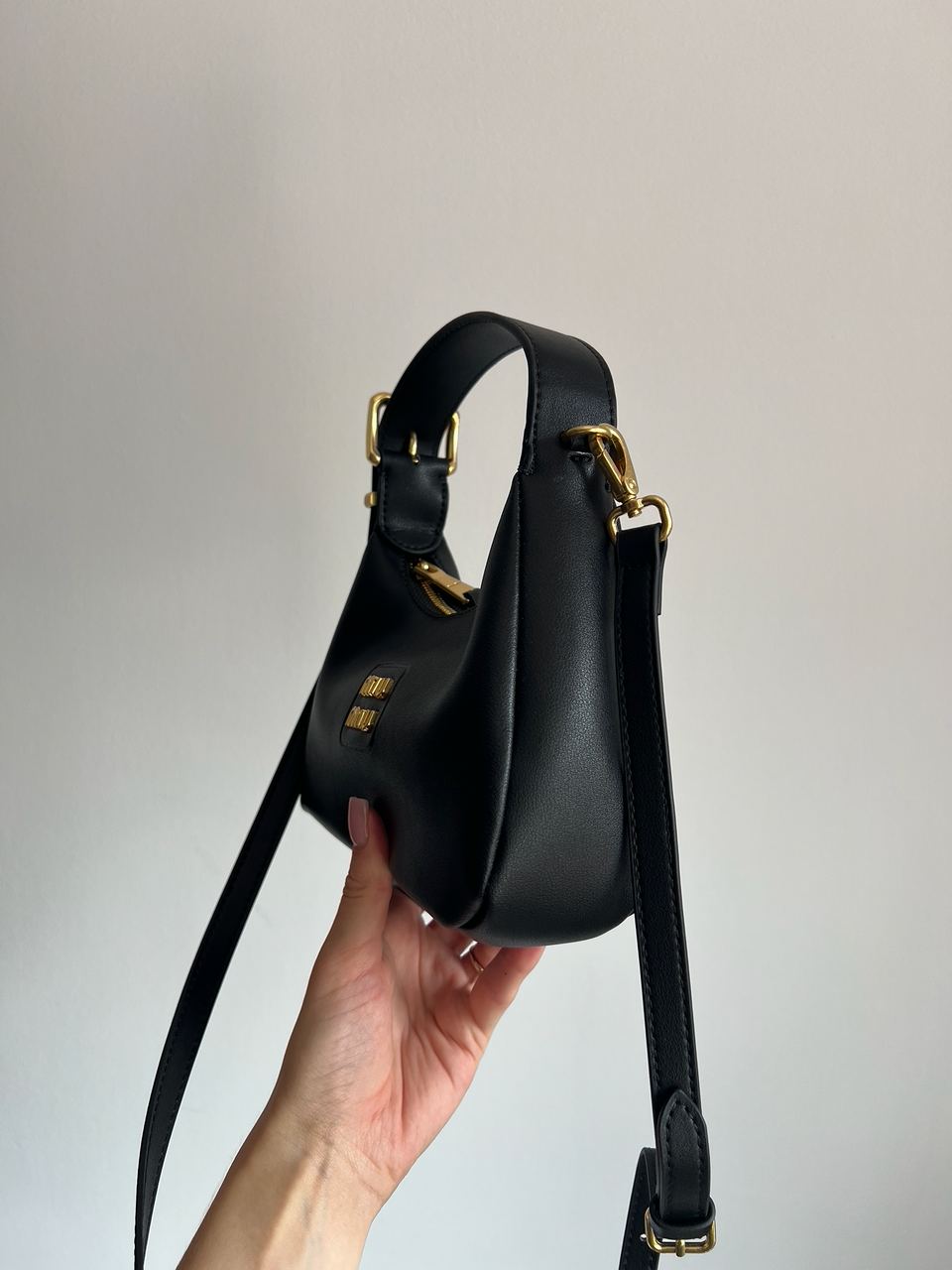 Miu Miu Leather Hobo Bag Black - 4