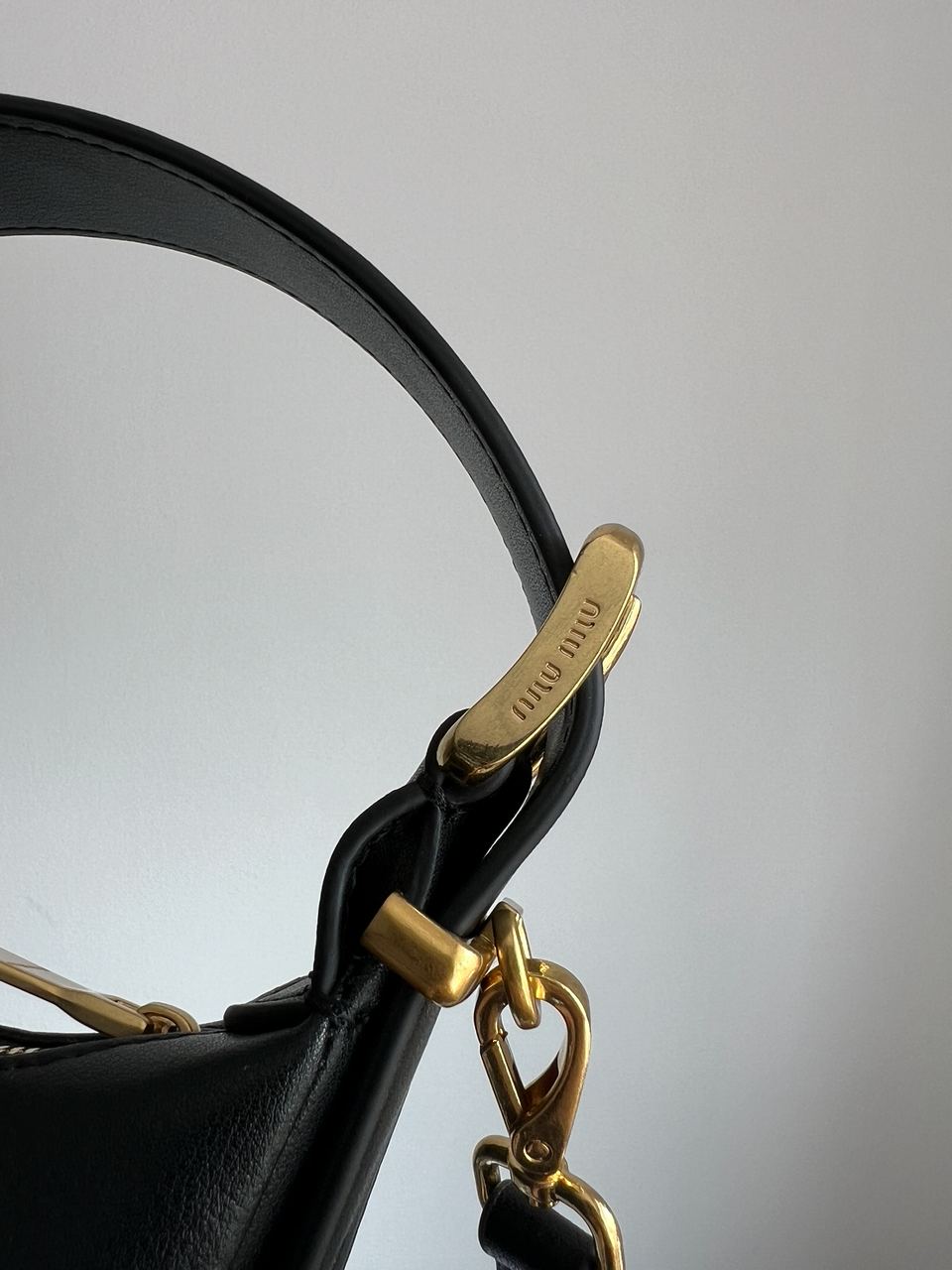 Miu Miu Leather Hobo Bag Black - 6