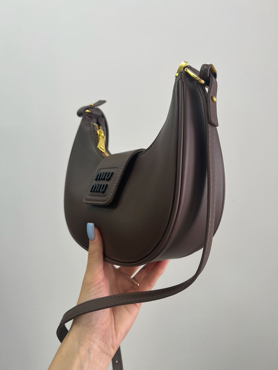 Miu Miu Leather Hobo Bag Brown - 10
