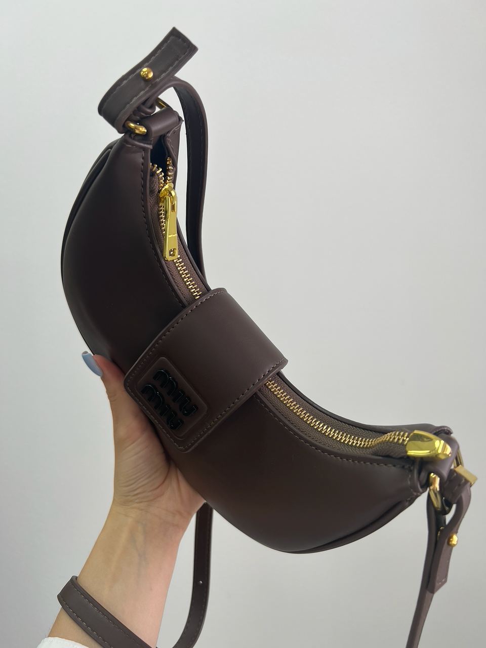 Miu Miu Leather Hobo Bag Brown - 6