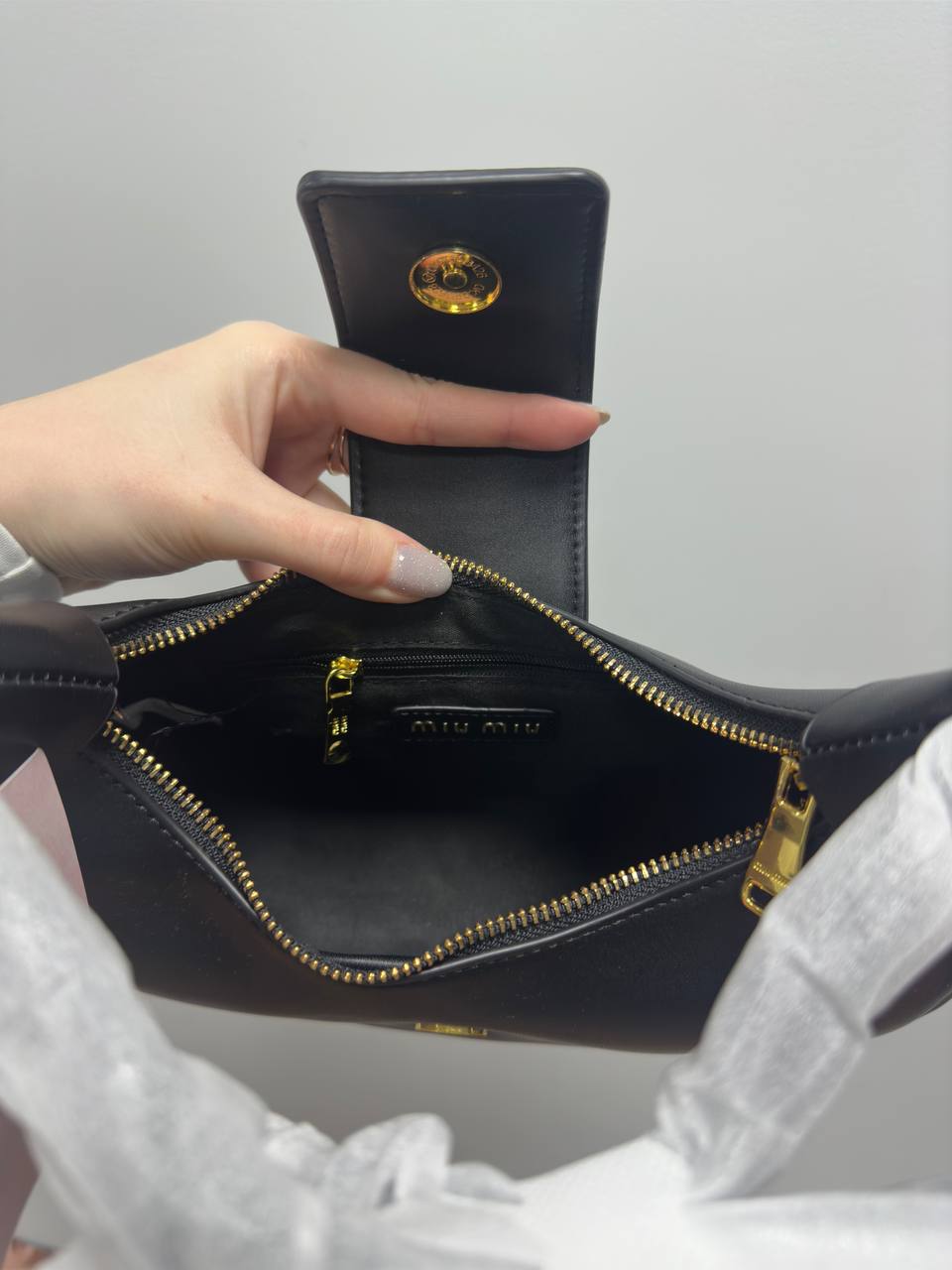 Miu Miu Leather Mini Hobo Bag Black/Black - 6