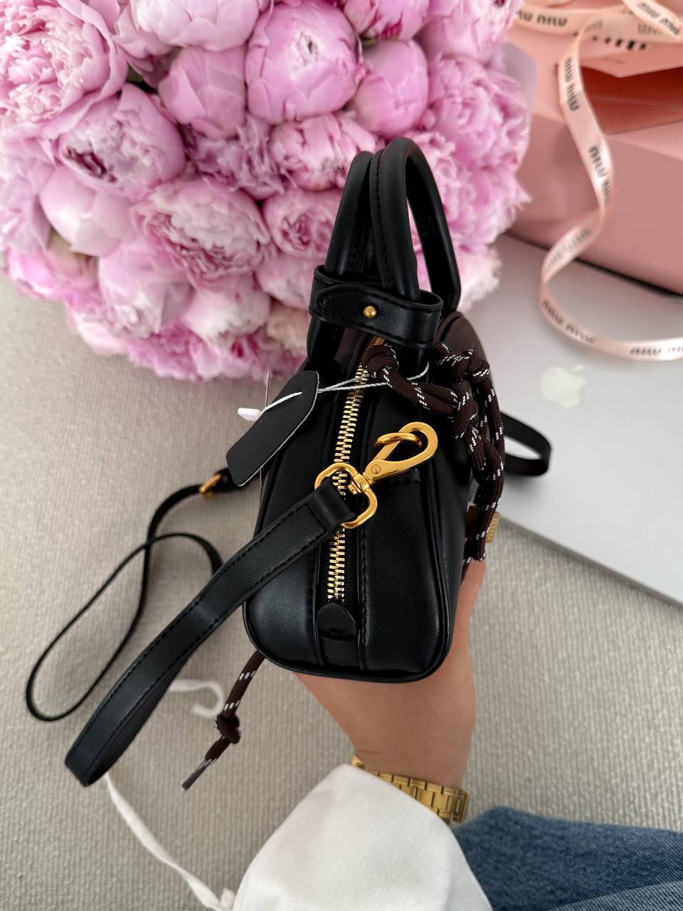 Miu Miu Leather Top-Handle Bag Black - 10