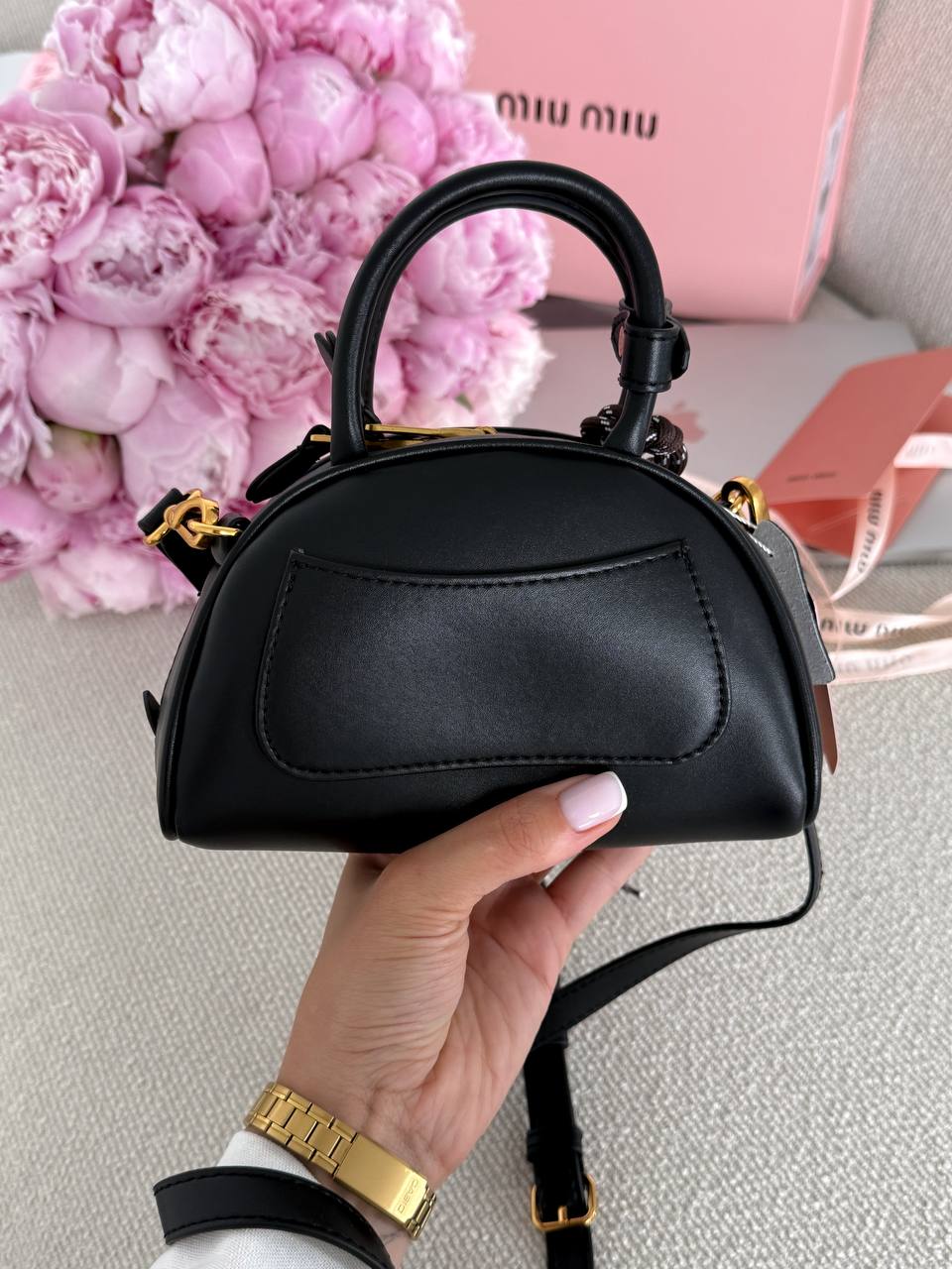 Miu Miu Leather Top-Handle Bag Black - 13