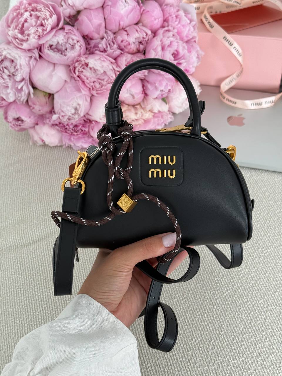Miu Miu Leather Top-Handle Bag Black - 3