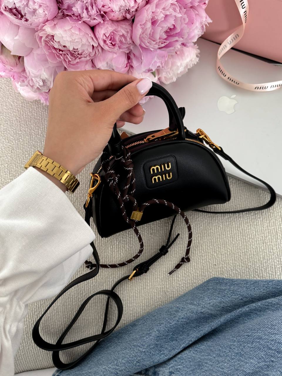 Miu Miu Leather Top-Handle Bag Black - 5