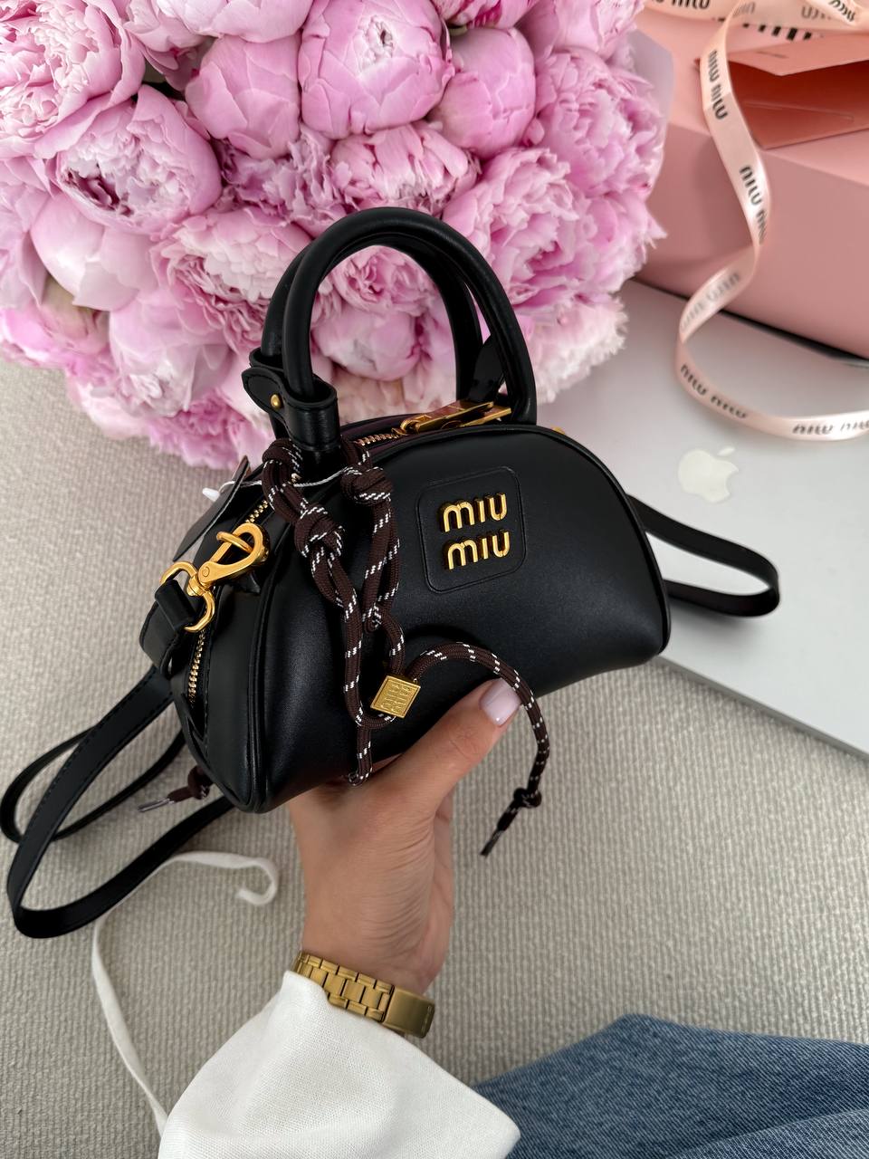 Miu Miu Leather Top-Handle Bag Black - 7