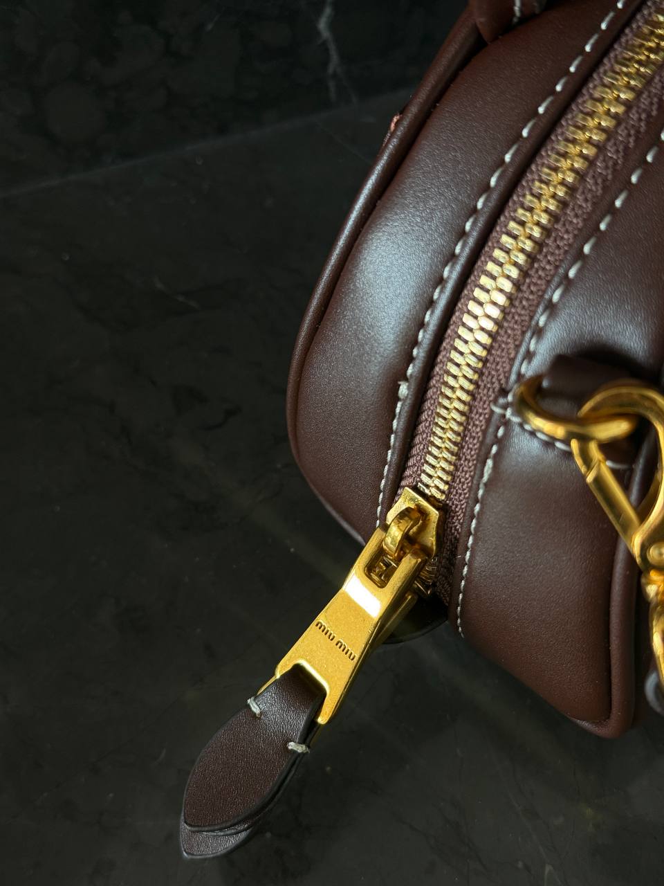 Miu Miu Leather Top-Handle Bag Brown - 10