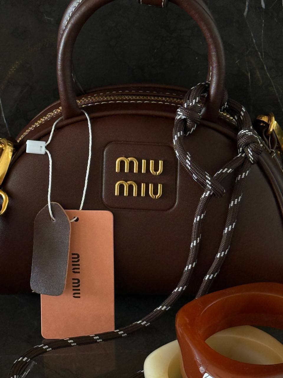Miu Miu Leather Top-Handle Bag Brown - 3