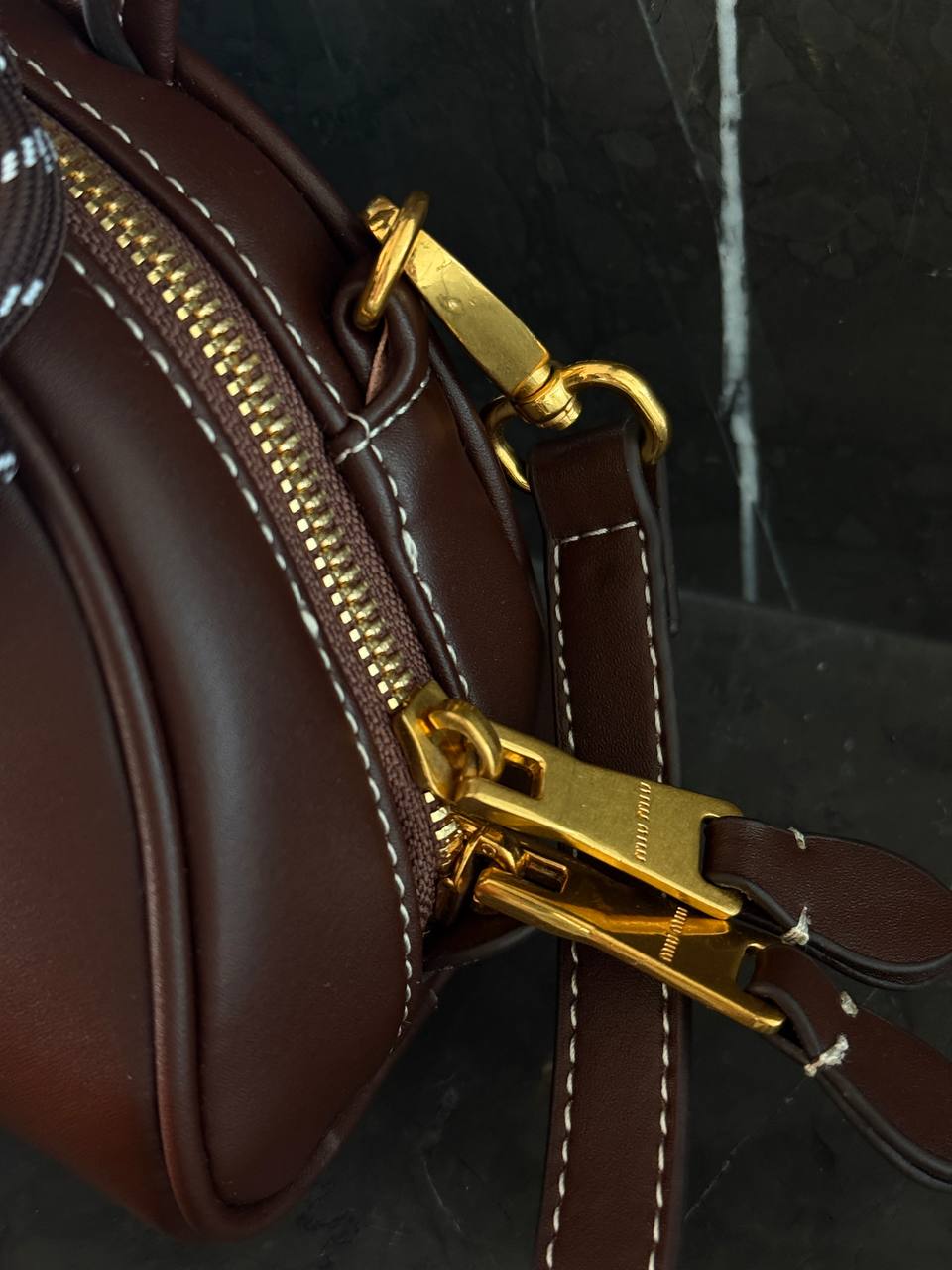 Miu Miu Leather Top-Handle Bag Brown - 9