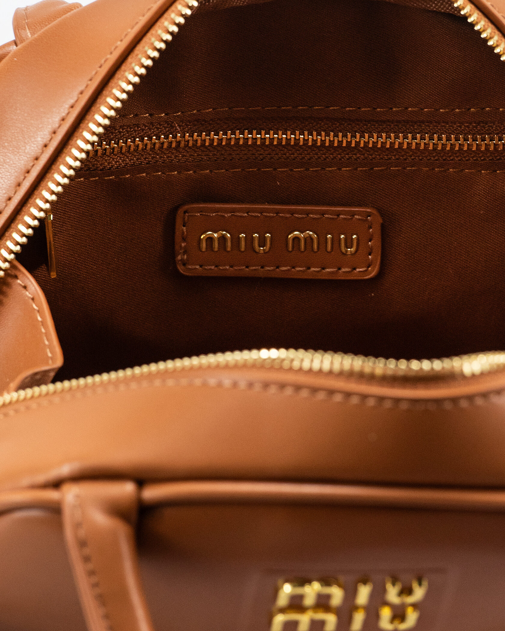 Miu Miu Leather Top Handle Bag Brown - 14