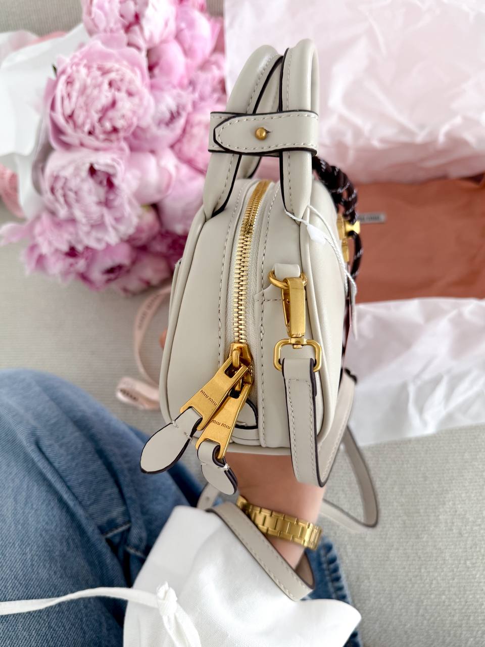 Miu Miu Leather Top-Handle Bag White - 8