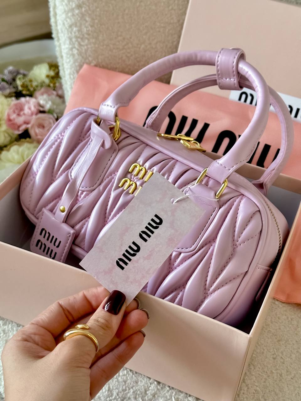 Miu Miu Matelassé Nappa Leather Mini-bag Orchid Pink - 2