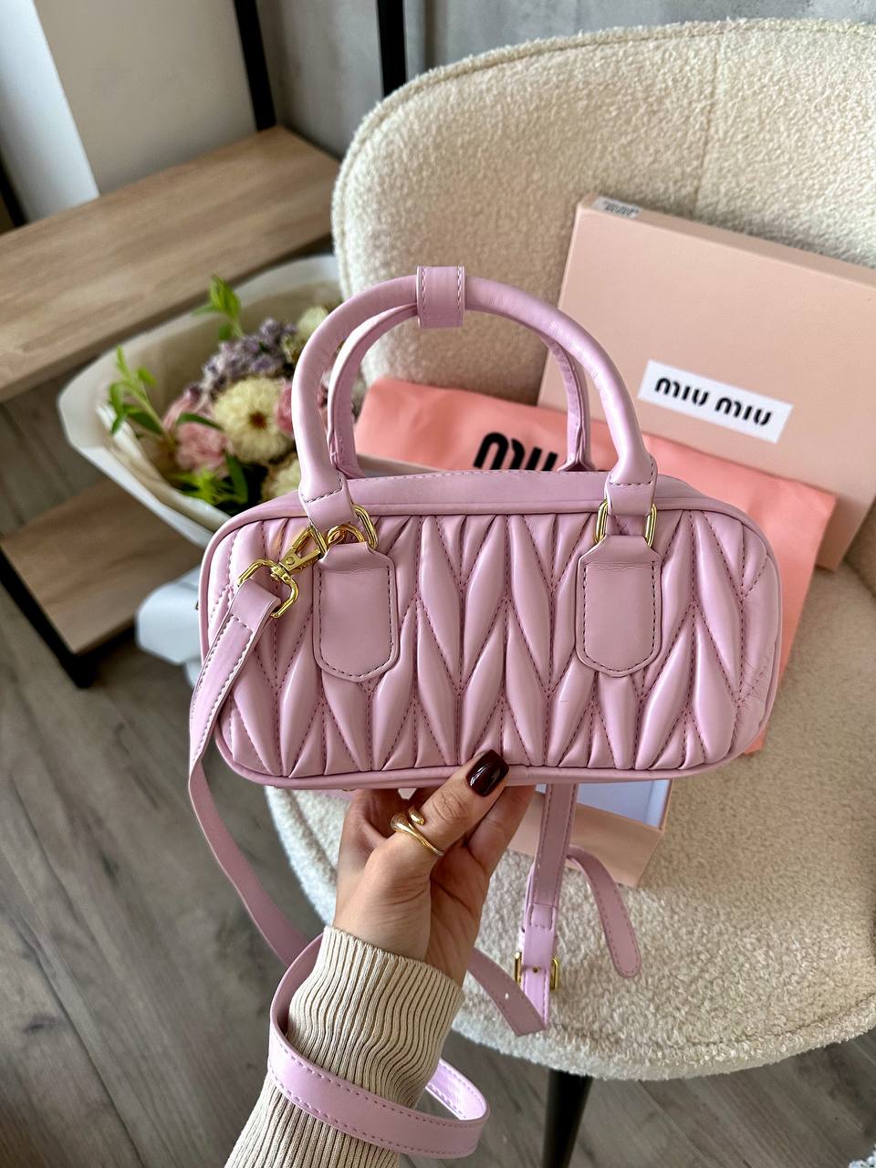 Miu Miu Matelassé Nappa Leather Mini-bag Orchid Pink - 3