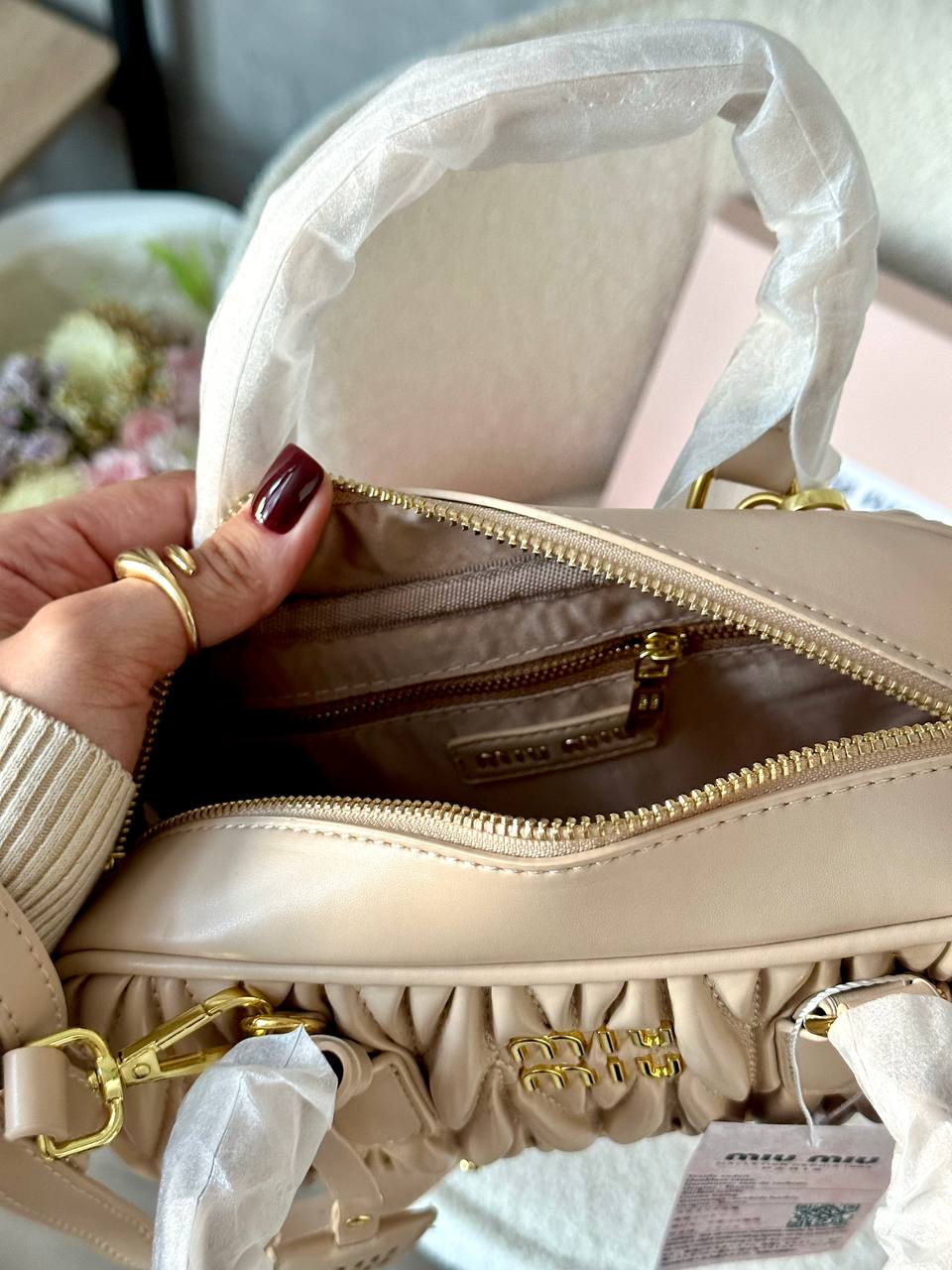 Miu Miu Mini Matelassé Beige Leather - 4