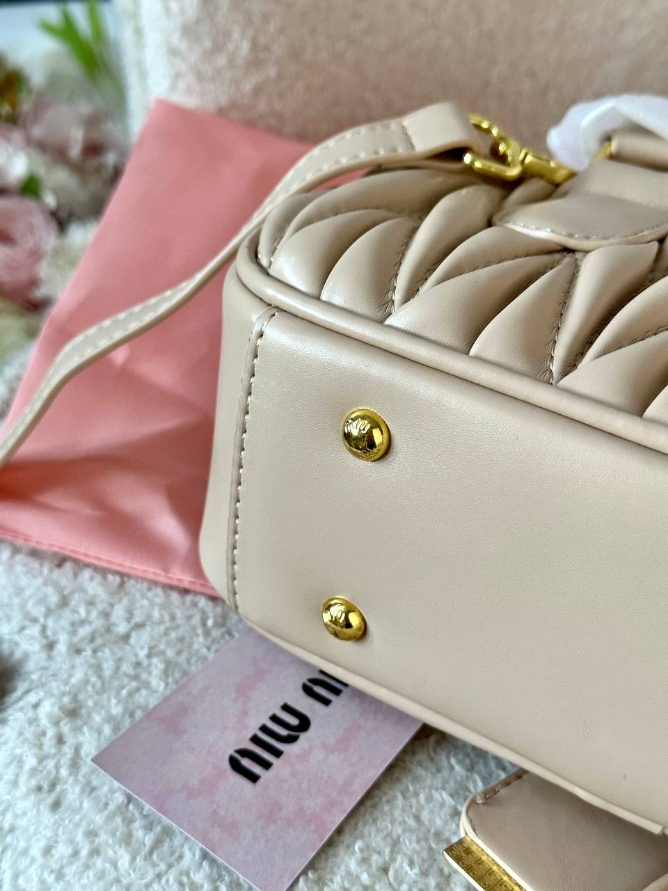 Miu Miu Mini Matelassé Beige Leather - 6