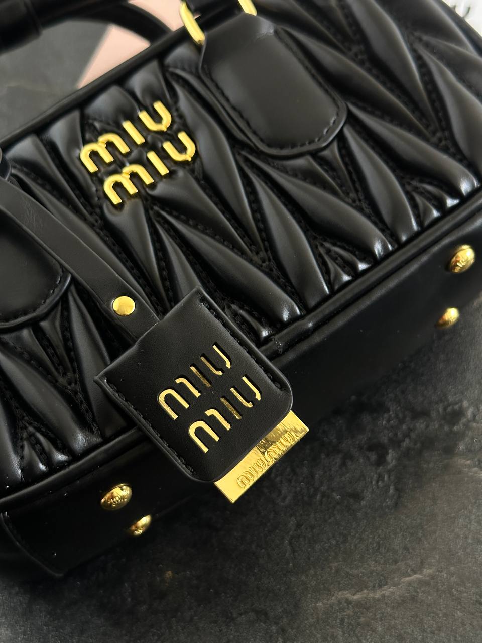 Miu Miu Mini Matelassé Black Leather - 7