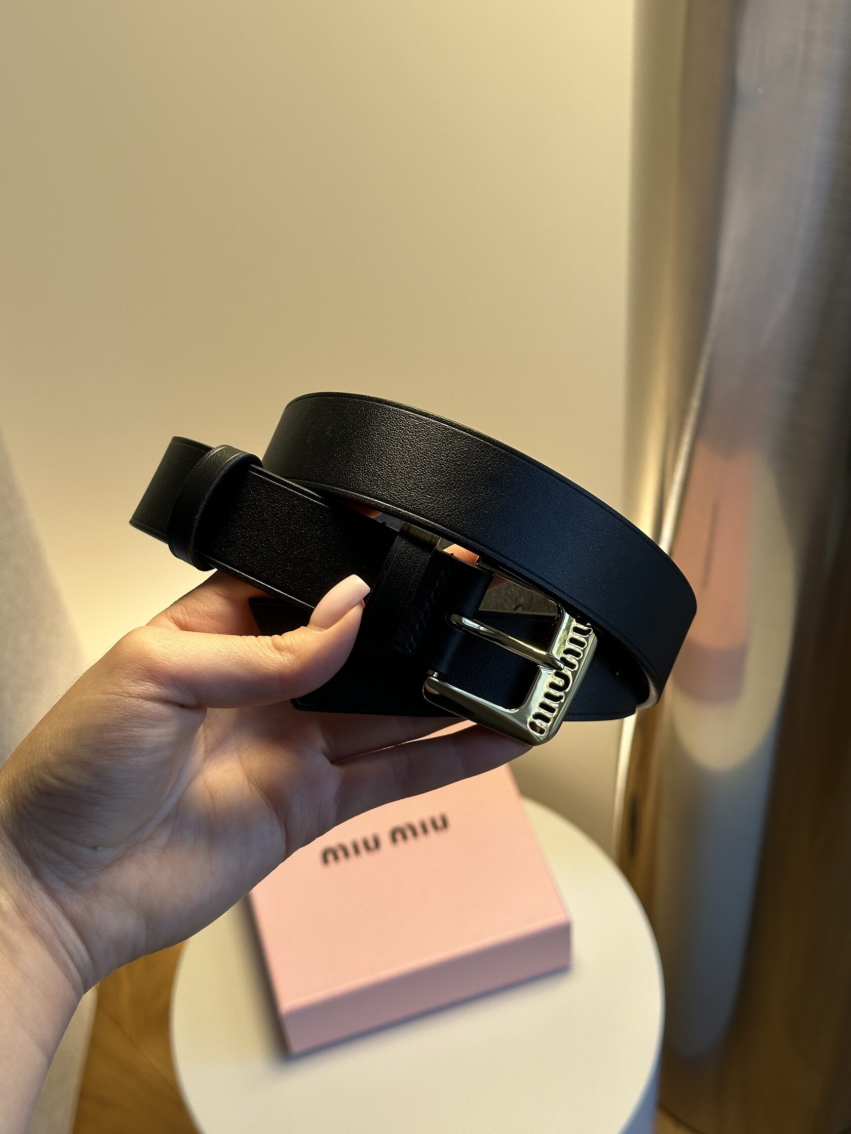 Miu Miu Nappa Leather Belt Black - 14