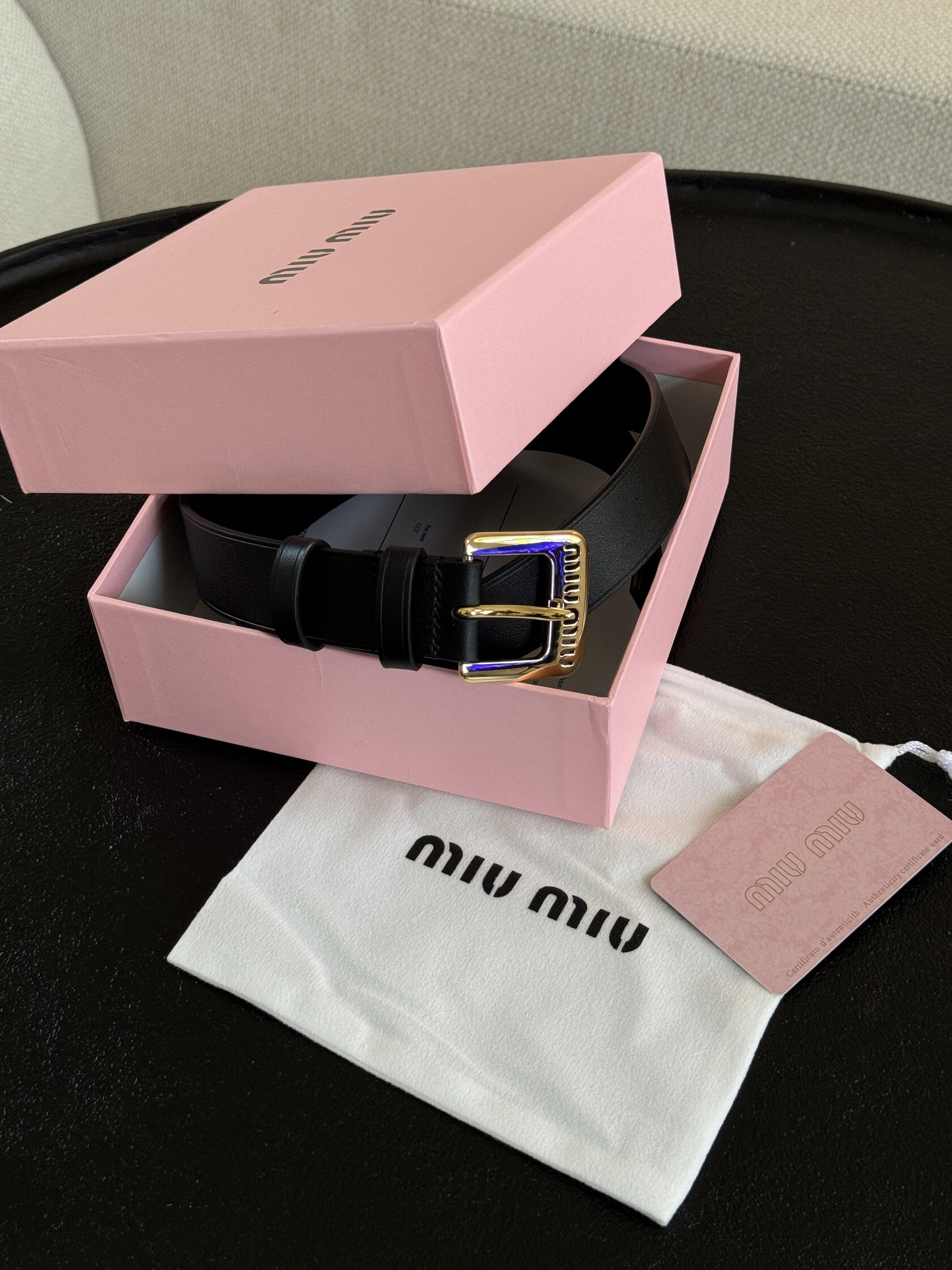 Miu Miu Nappa Leather Belt Black - 3