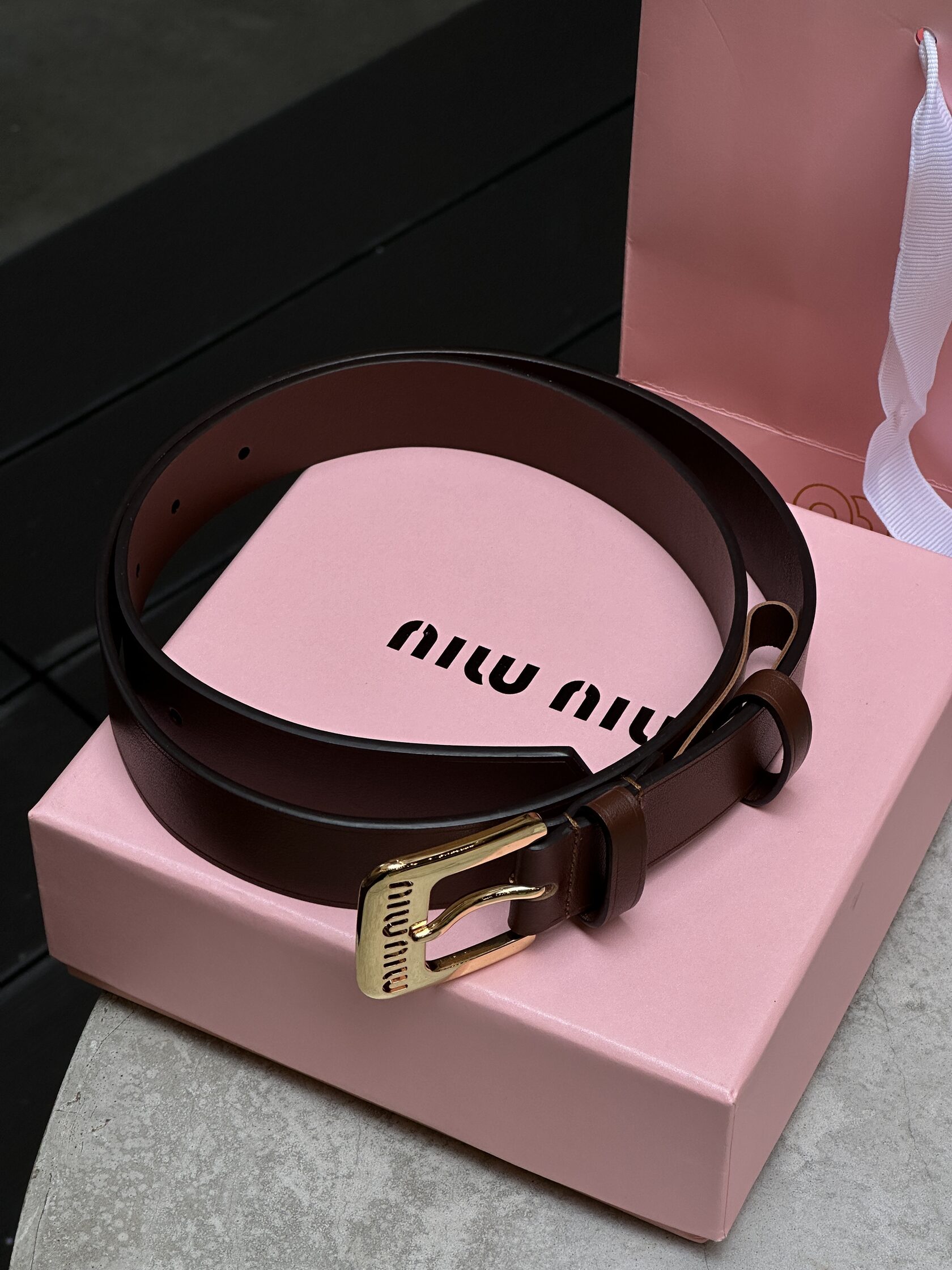 Miu Miu Nappa Leather Belt Brown - 10
