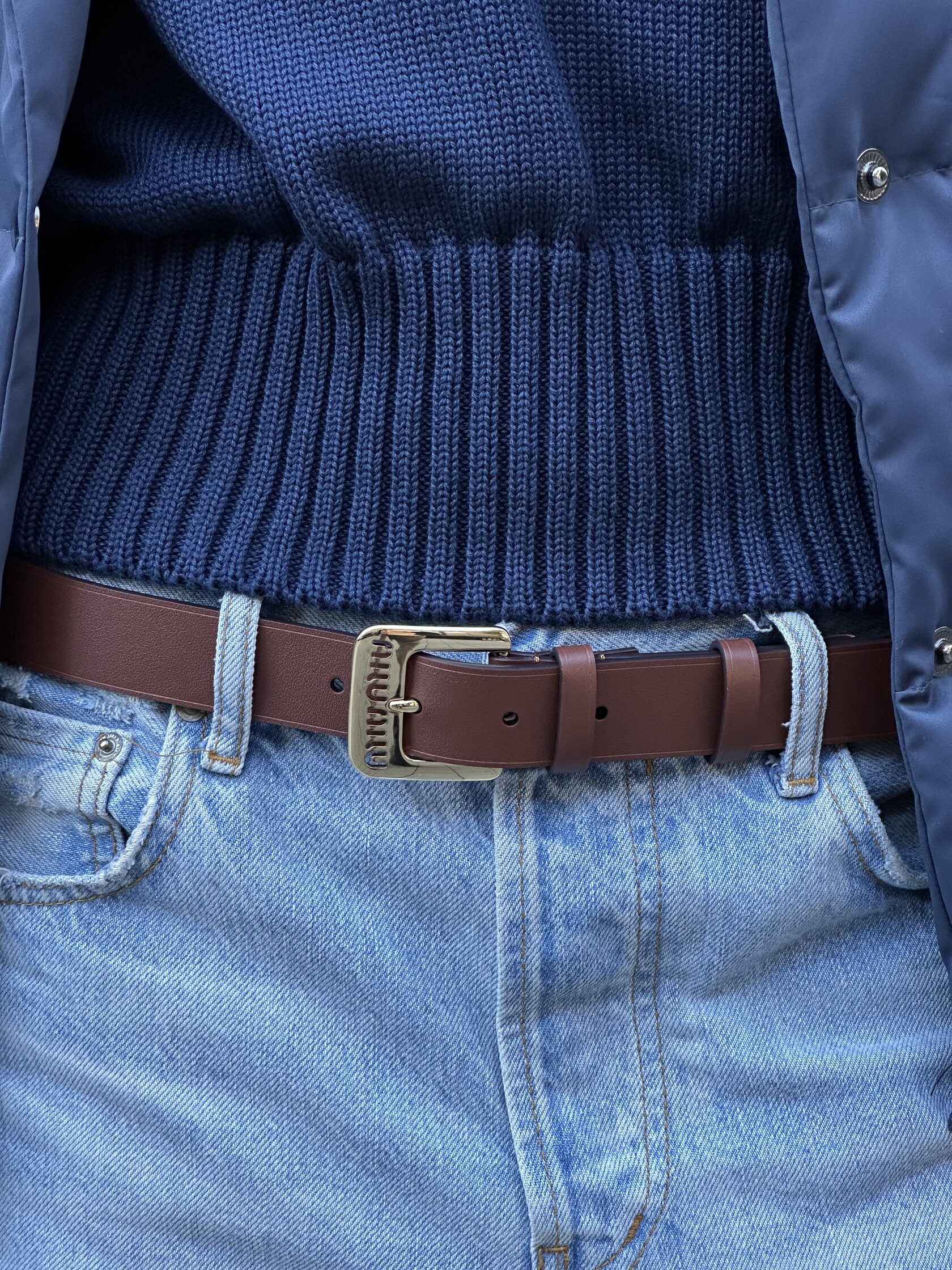 Miu Miu Nappa Leather Belt Brown - 6