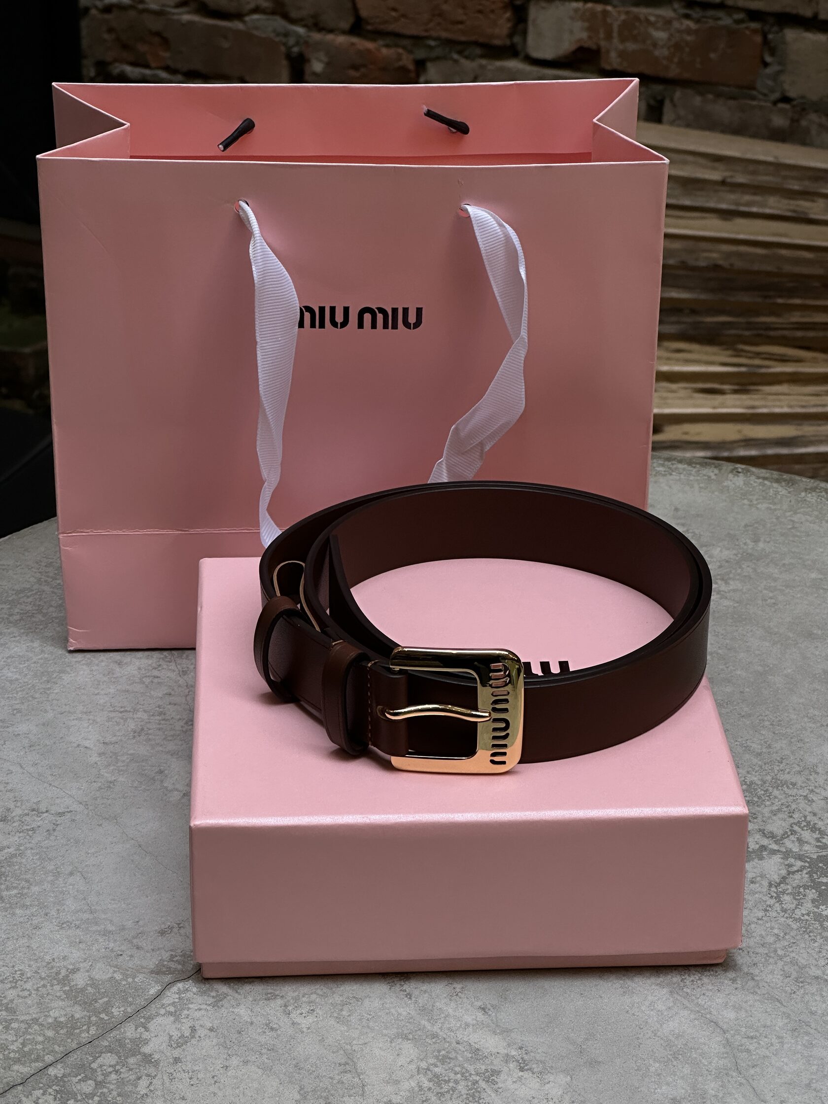 Miu Miu Nappa Leather Belt Brown - 8