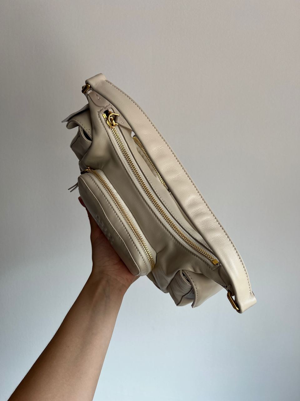 Miu Miu Nappa Leather Pocket Bag Cream - 7