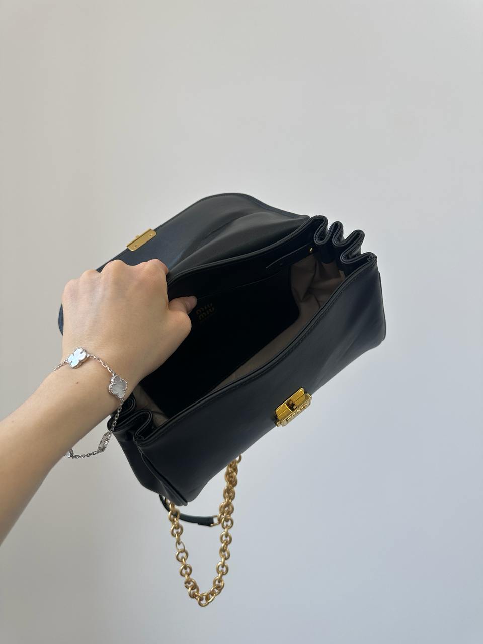 Miu Miu Nappa Shoulder Bag Black - 14