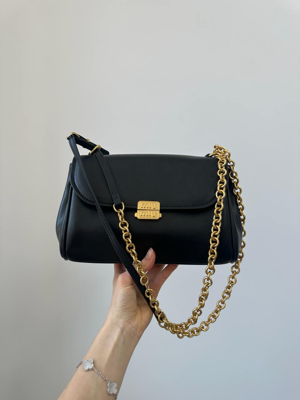 Miu Miu Nappa Shoulder Bag Black - 4