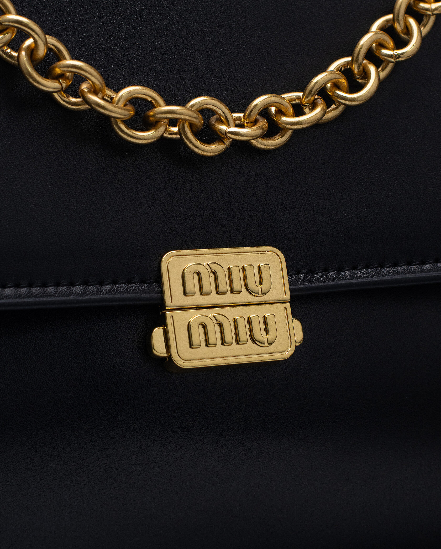 Miu Miu Nappa Shoulder Bag Black - 5