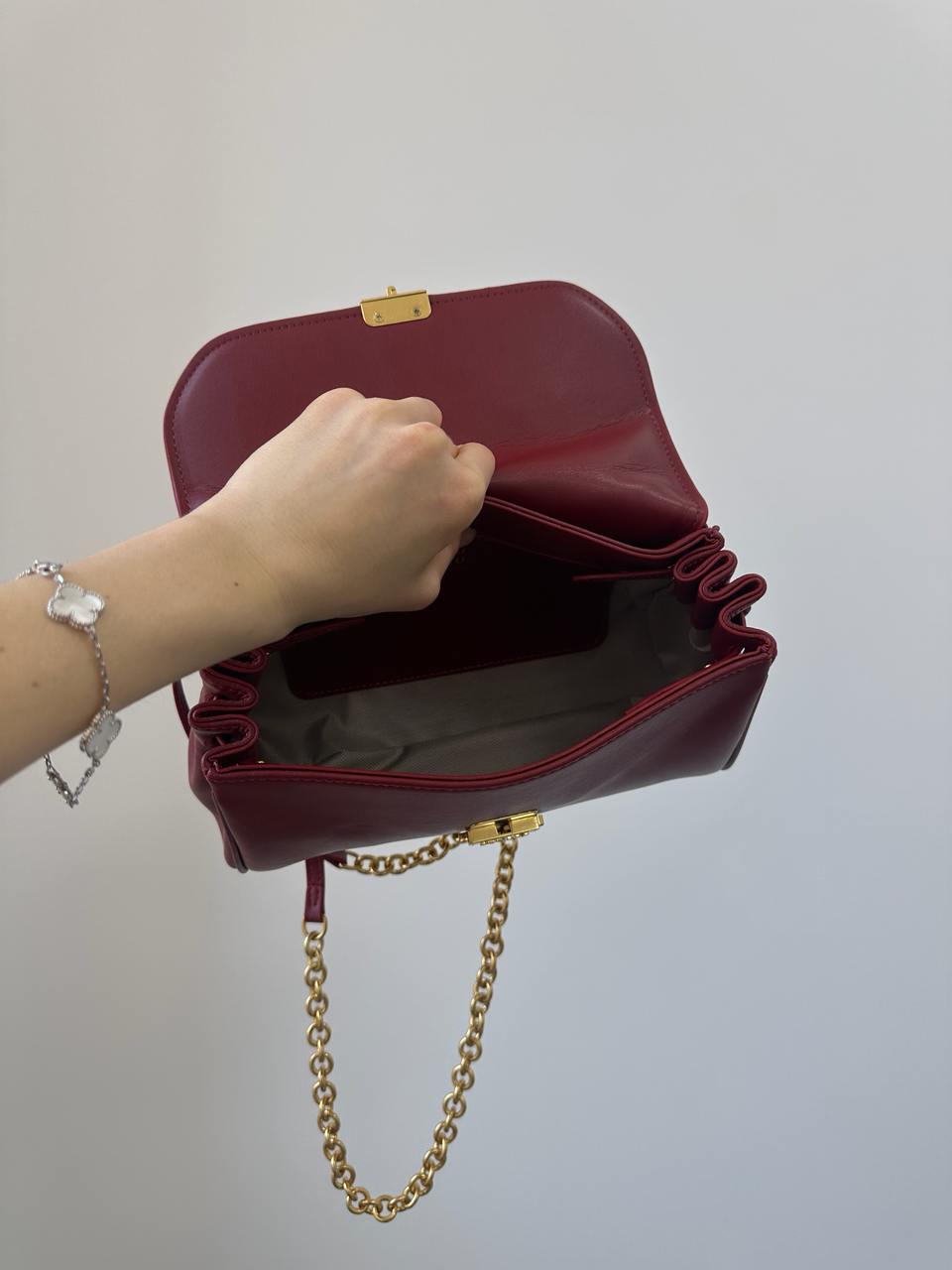 Miu Miu Nappa Shoulder Bag Burgundy - 14