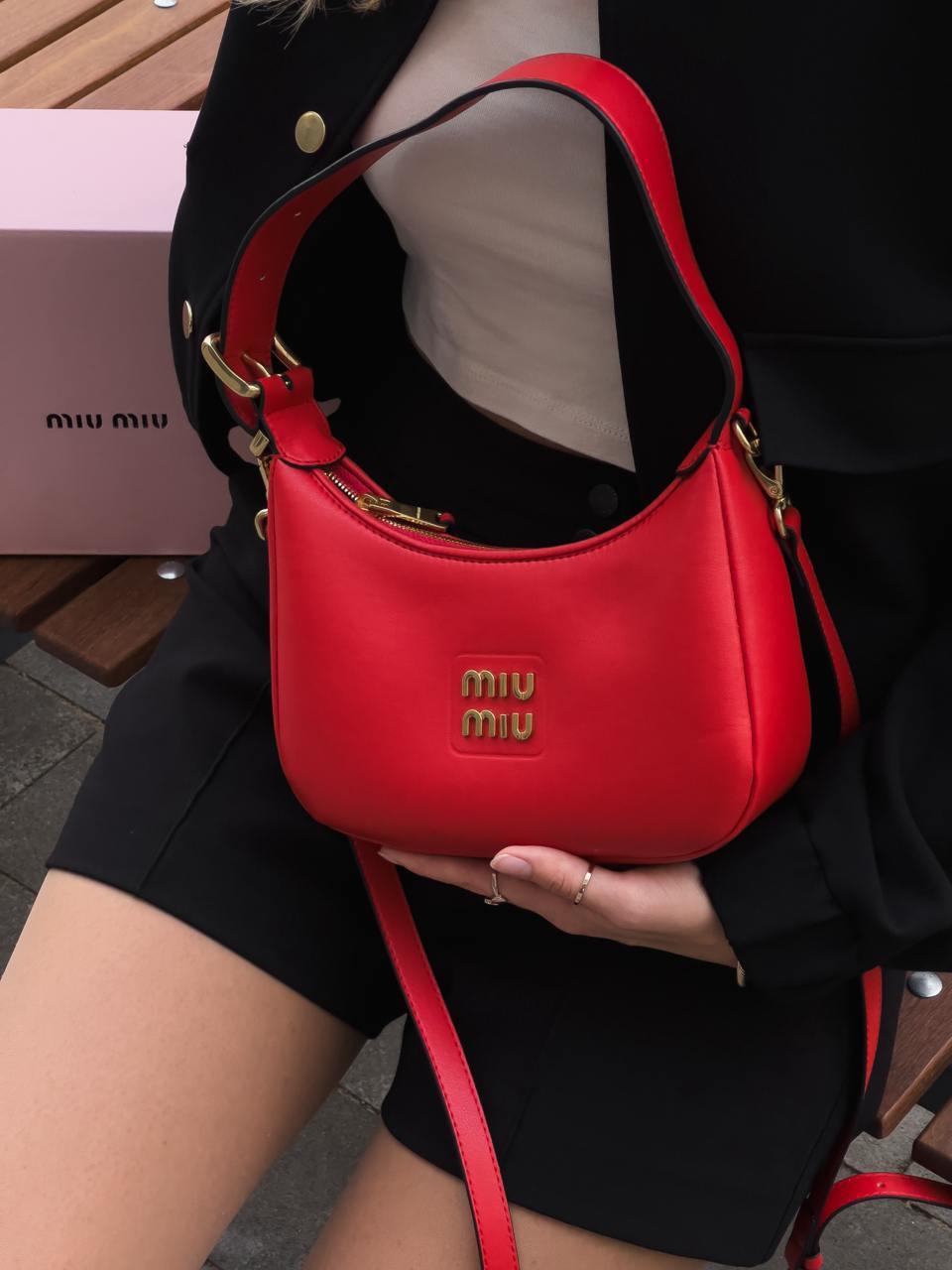 Miu Miu Red Leather Hobo Bag - 10